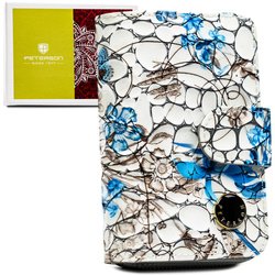 Priestranná bielo-modrá dámska kožená peňaženka s RFID - Peterson