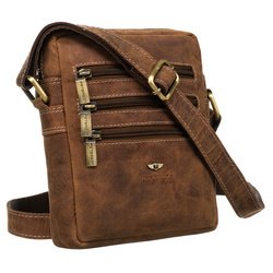 Pánska taška cez rameno v hnedej farbe so zipsami na prednej strane - Peterson