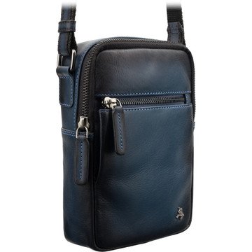 Visconti Modrá kožená pánska taška AT-43 s nastaviteľným popruhom a dvoma vonkajšími vreckami