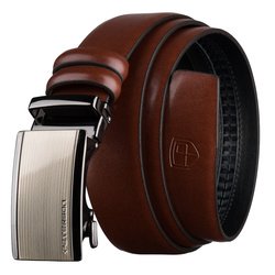 Hnedý pánsky opasok s automatickou prackou z pravej kože - Peterson