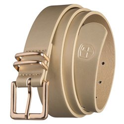 Béžový dámsky opasok z ekologickej kože so zlatou sponou - Peterson