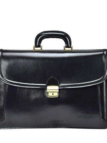 Pánska kožená aktovka Gregorio 202 čierna s odnímateľným remienkom a zlatým kovaním