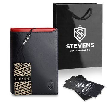 STEVENS Pánska kožená peňaženka s RFID ochranou Čierna PREMIUM ako vianočný darček pod vianočný stromček