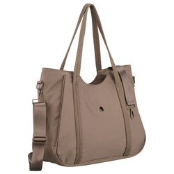 Dámska nákupná taška z béžového polyesteru, s jednou priehradkou a zapínaním na zips - Peterson