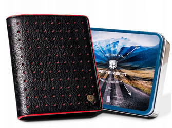 Pánska kožená peňaženka s kontrastným lemovaním - Peterson