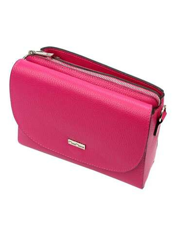 Dámska kožená kabelka MiaMore 01-067 DOLLARO Fuchsia Postbag Small