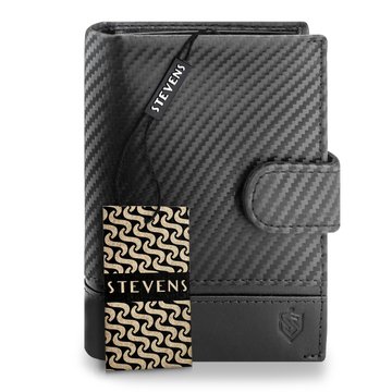 Pánska kožená peňaženka STEVENS CARBON Super odolná čierna RFID