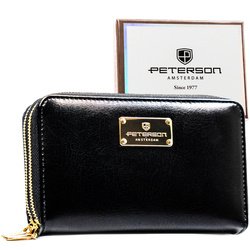 Čierna dámska peňaženka typu ceruzka z ekologickej kože vybavená systémom RFID - Peterson