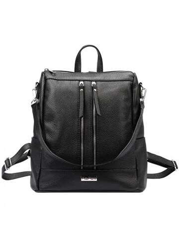 Dámsky kožený batoh MiaMore 01-061 DOLLARO black s nastaviteľnými ramennými popruhmi a vonkajšími vreckami