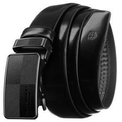 Čierny pánsky opasok z pravej kože s automatickou čiernou prackou - Peterson