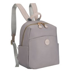 Šedý dámsky batoh z nylonu a ekokože s vonkajším vreckom - Peterson