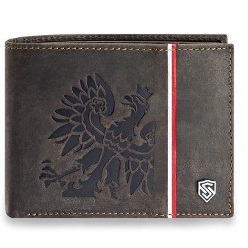 Pánska Peňaženka STEVENS Prírodná Koža Čierna + Červená Mládežnícka s Ochrannou Funkciou RFID