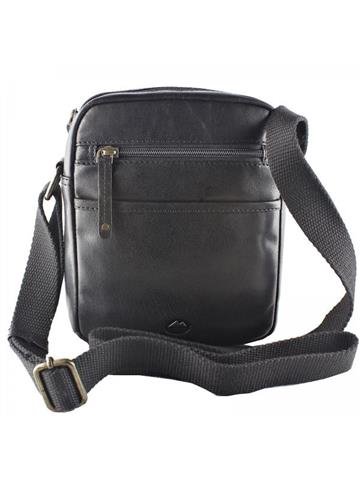 Čierna kožená taška EL FORREST MB18-61 s nastaviteľným popruhom a zlatým kovaním