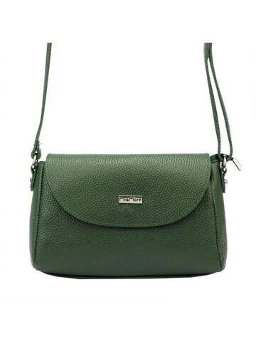 Dámska kožená kabelka MiaMore 01-018 DOLLARO tmavozelená crossbody