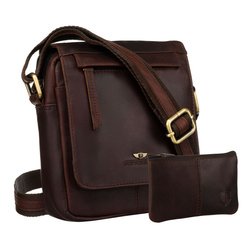 Pánska hnedá kožená taška cez rameno s chlopňou a vreckom v cene - Peterson