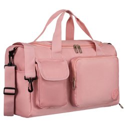 Ružová víkendová taška z polyesteru s vonkajšími vreckami - Peterson