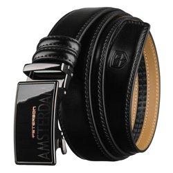 Čierny kožený pánsky opasok s automatickou prackou - Peterson