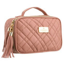 Jednokomorová ružová kozmetická taška zo syntetickej tkaniny s praktickou rukoväťou - Peterson