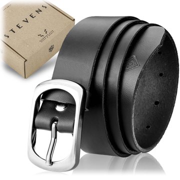 Pánsky kožený opasok STEVENS Pravá Koža 3cm čierny Unisex Classic