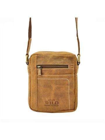 Taška z prírodnej kože Wild 250840-MH Svetlohnedá crossbody