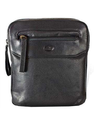 Pánska kožená taška EL FORREST MB10-61/67 čierna crossbody s nastaviteľným popruhom a zlatým kovaním