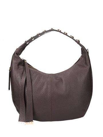 Dámska kožená kabelka Innue V7592 v tmavohnedej farbe shopperbag s odnímateľným popruhom a zlatým kovaním