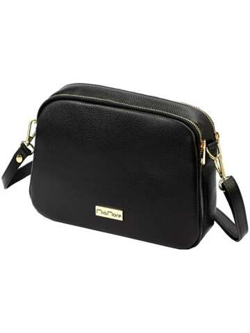 MiaMore Dámska kožená kabelka 01-068 DOLLARO Black Crossbody peňaženka