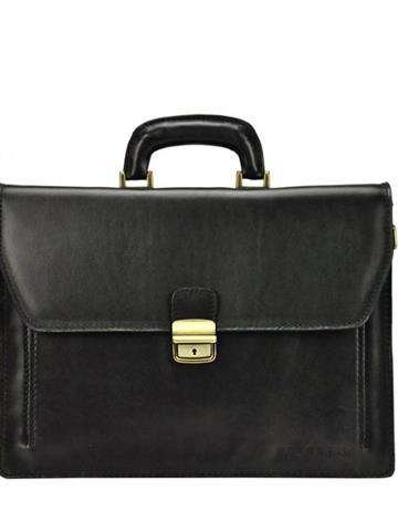 Čierna pánska kožená aktovka Gregorio 819-2 s prackou a odnímateľným popruhom