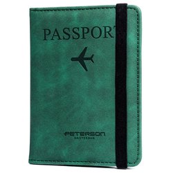 Puzdro na doklady/pas z ekologickej kože v zelenej farbe - Peterson