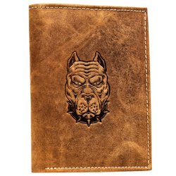 Pánska peňaženka z prírodnej kože s reliéfom psej hlavy