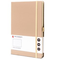 Zápisník v tvrdých doskách v khaki farbe, potlačený v riadkoch - Peterson