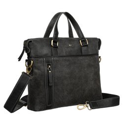 Čierna kožená pánska taška na dokumenty s priestorom na notebook - Peterson