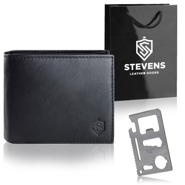 Pánska peňaženka STEVENS Classic z prírodnej kože čierna s ochranou RFID