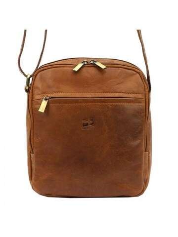 Nordee MSD-03 GM07 pánska kožená satchel taška hnedá crossbody so zlatými prackami