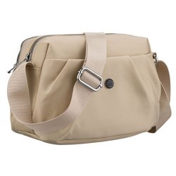 Dámska poštová kabelka z polyesteru v ecru farbe, dve priehradky s vonkajším vreckom - Peterson