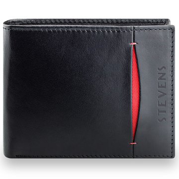 Pánska peňaženka STEVENS Koža 100% prírodná koža Ochrana RFID Horizontálna čierna PREMIUM