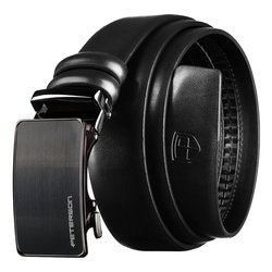 Pánsky opasok s automatickou prackou z prírodnej kože v čiernej farbe - Peterson