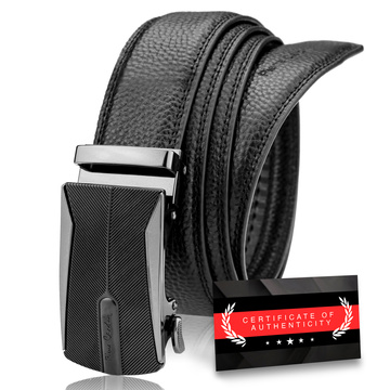 Pánsky kožený opasok Pierre Cardin Black Metal Automatic Buckle