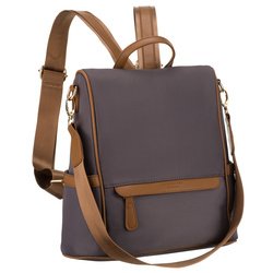 Šedý dámsky batoh z nylonu a ekokože s pripevniteľným popruhom, jednokomorový - Peterson