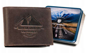 Veľká kožená pánska peňaženka s ozdobným razením - Peterson