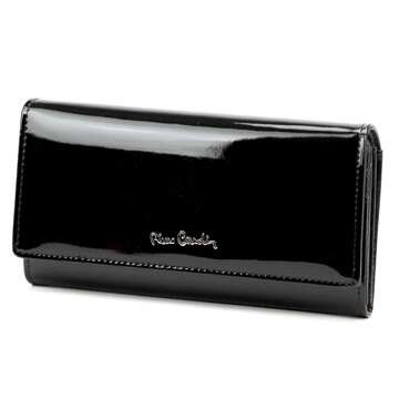 Dámska peňaženka Pierre Cardin 07 SHINY 100 Čierna koža s lakovaným povrchom
