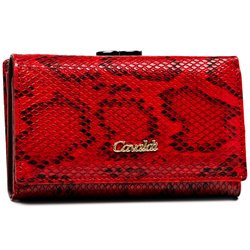 Červená dámska peňaženka so zdobením z hadej kože - 4U Cavaldi