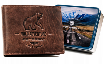 Veľká kožená pánska peňaženka s ozdobným razením - Peterson