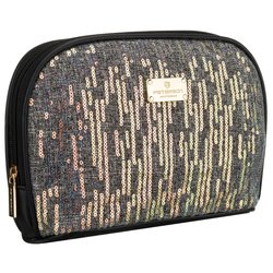 Čierna kozmetická taštička zo syntetického materiálu, s jednou priehradkou a zapínaním na zips - Peterson