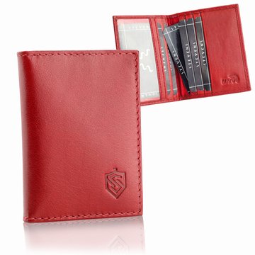 Puzdro na Doklady a Karty STEVENS Slim Červené z Pravé Kože