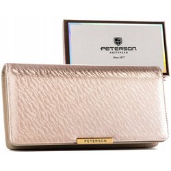 Dámska béžová peňaženka z ekologickej kože so zapínaním na cvok a zips - Peterson
