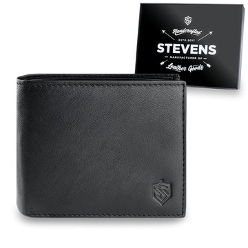 Pánska Peňaženka STEVENS Kožená SLIM Malá Pohodlná Čierna s RFID Ochranou