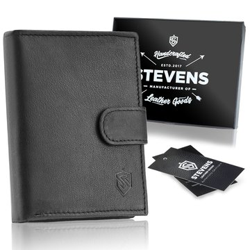 Pánska kožená peňaženka STEVENS Classic Čierna s ochranou RFID kart