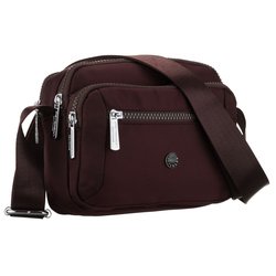 Dámska poštová kabelka z bordového polyesteru zavesená na nastaviteľnom popruhu - Peterson