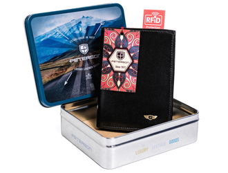 Pánska vertikálna kožená peňaženka RFID - Peterson